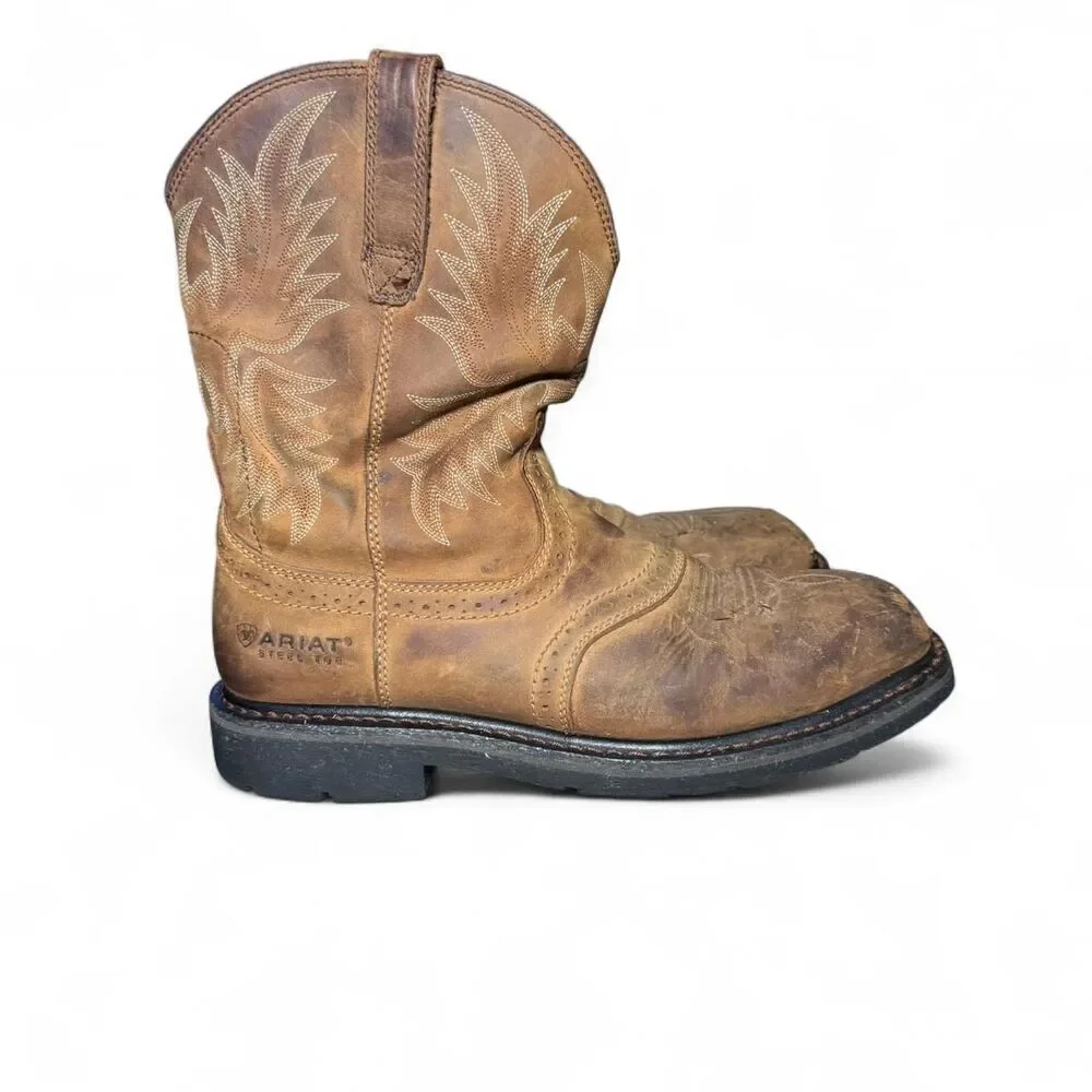 Ariat Work Men’s Steel Toe Boots Sz 9D Brown Leather EH ASTM F2413-17